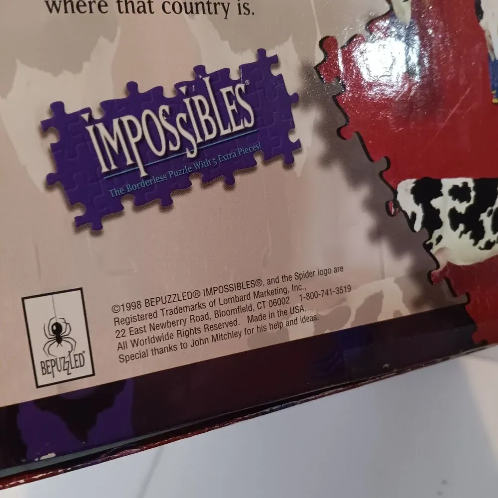 Vintage BePuzzled Impossibles Cow Country Jigsaw Puzzle-1998-750 Pc-Borderless